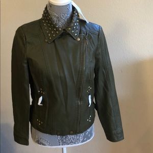 ❤️NWT Army Green Faux Leather Jacket, DASH, Sz SM